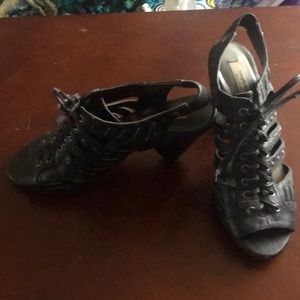 Black slip on sandals